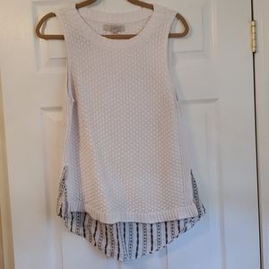 Loft sleeveless white sweater with built in longer back